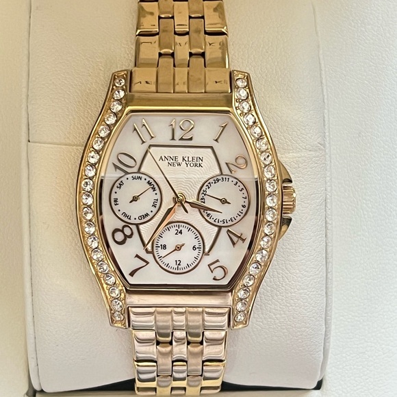 Anne Klein 12/2336MPGB Ladies Gold Tone Crystal Accented Multi Function Watch - Picture 4 of 5